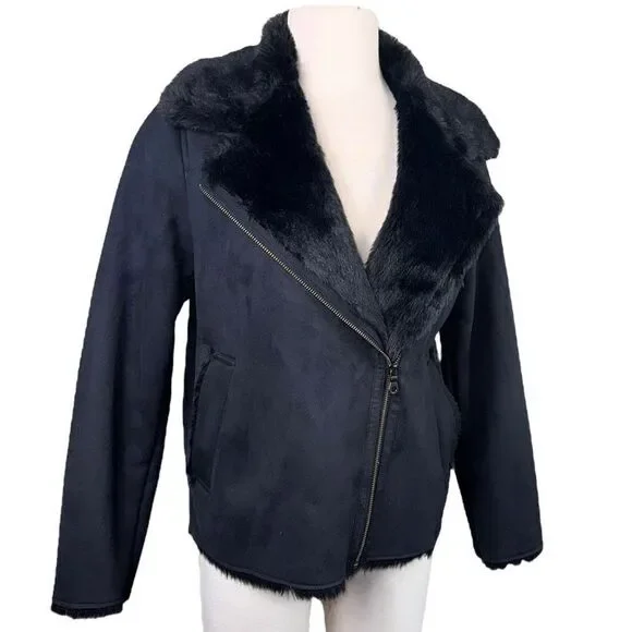 Uniqlo Black Faux Suede and Faux Fur Women’s Jacket in size Small - Picture 2 of 9